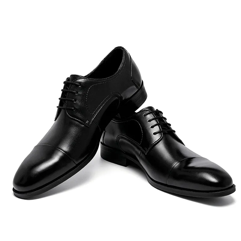 Men's Cap Toe Derby Shoes Polished Leather & Secure Lacing