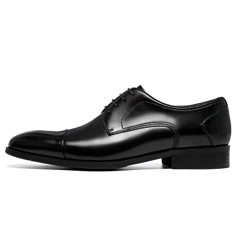 Men's Cap Toe Derby Shoes Polished Leather & Secure Lacing