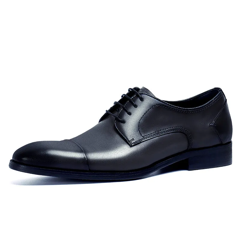 Men's Cap Toe Derby Shoes Polished Leather & Secure Lacing