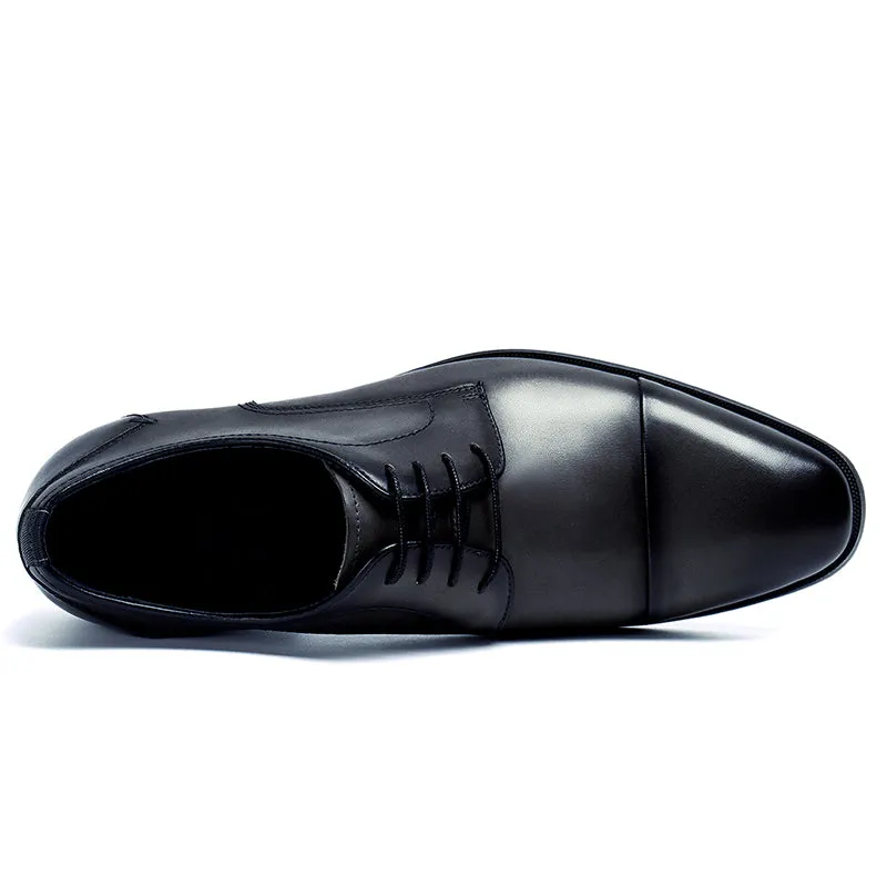 Men's Cap Toe Derby Shoes Polished Leather & Secure Lacing