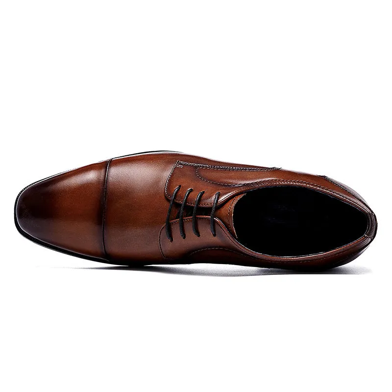 Men's Cap Toe Derby Shoes Polished Leather & Secure Lacing