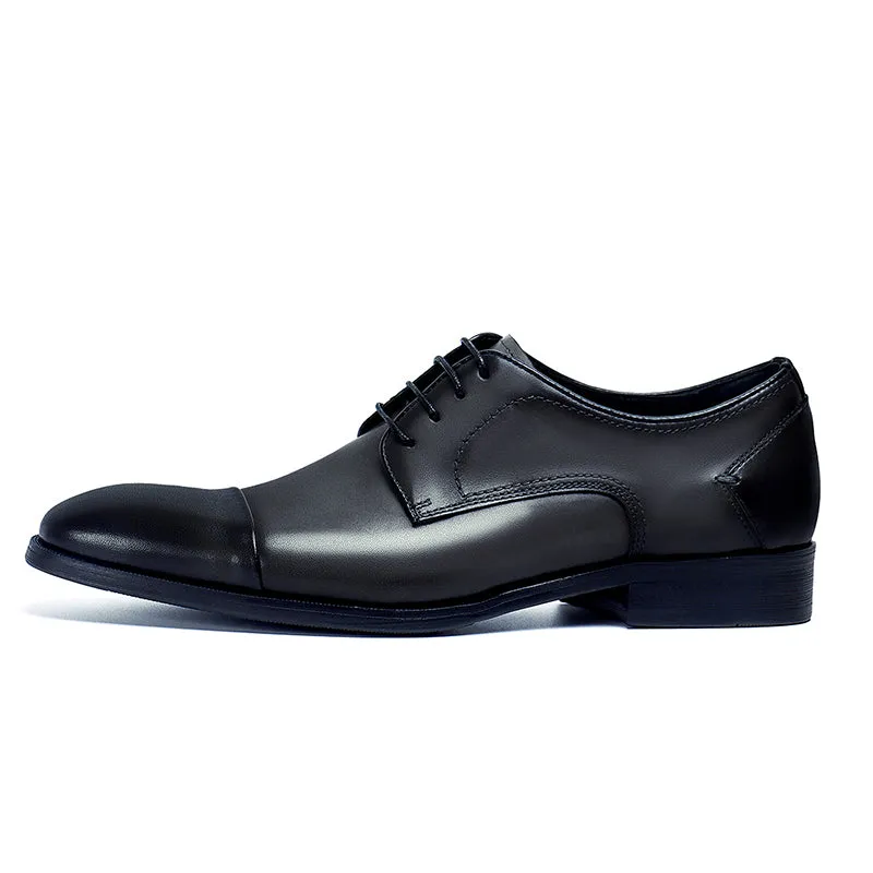 Men's Cap Toe Derby Shoes Polished Leather & Secure Lacing