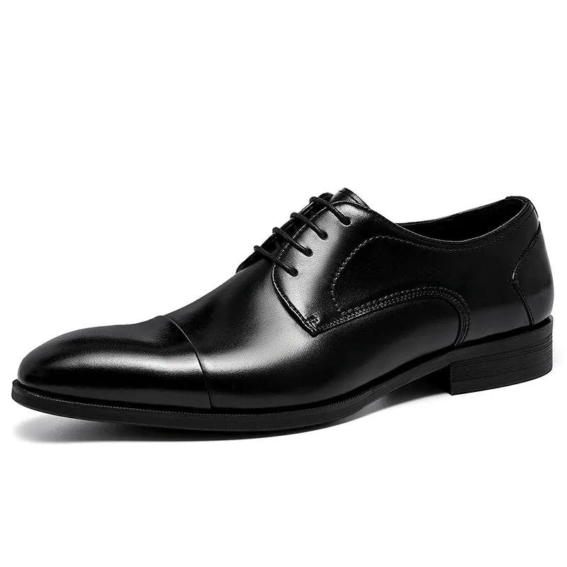 Men's Cap Toe Derby Shoes Polished Leather & Secure Lacing