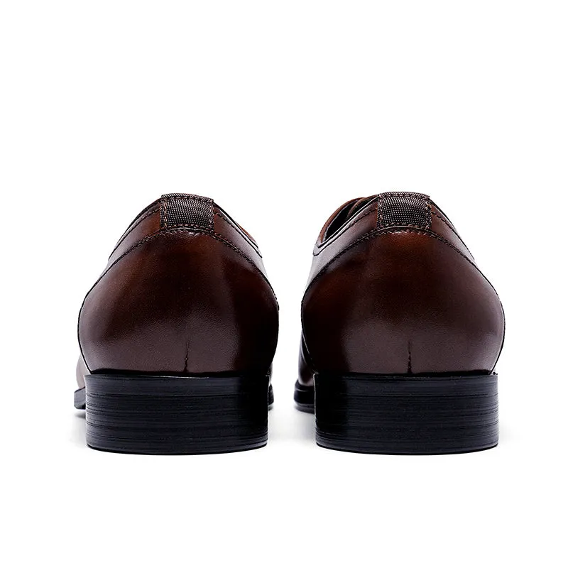 Men's Cap Toe Derby Shoes Polished Leather & Secure Lacing