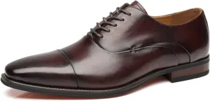Mens Cap Toe Oxford Leather Lace Up Classic Comfortable Modern Formal Business Dress Shoes for Men
