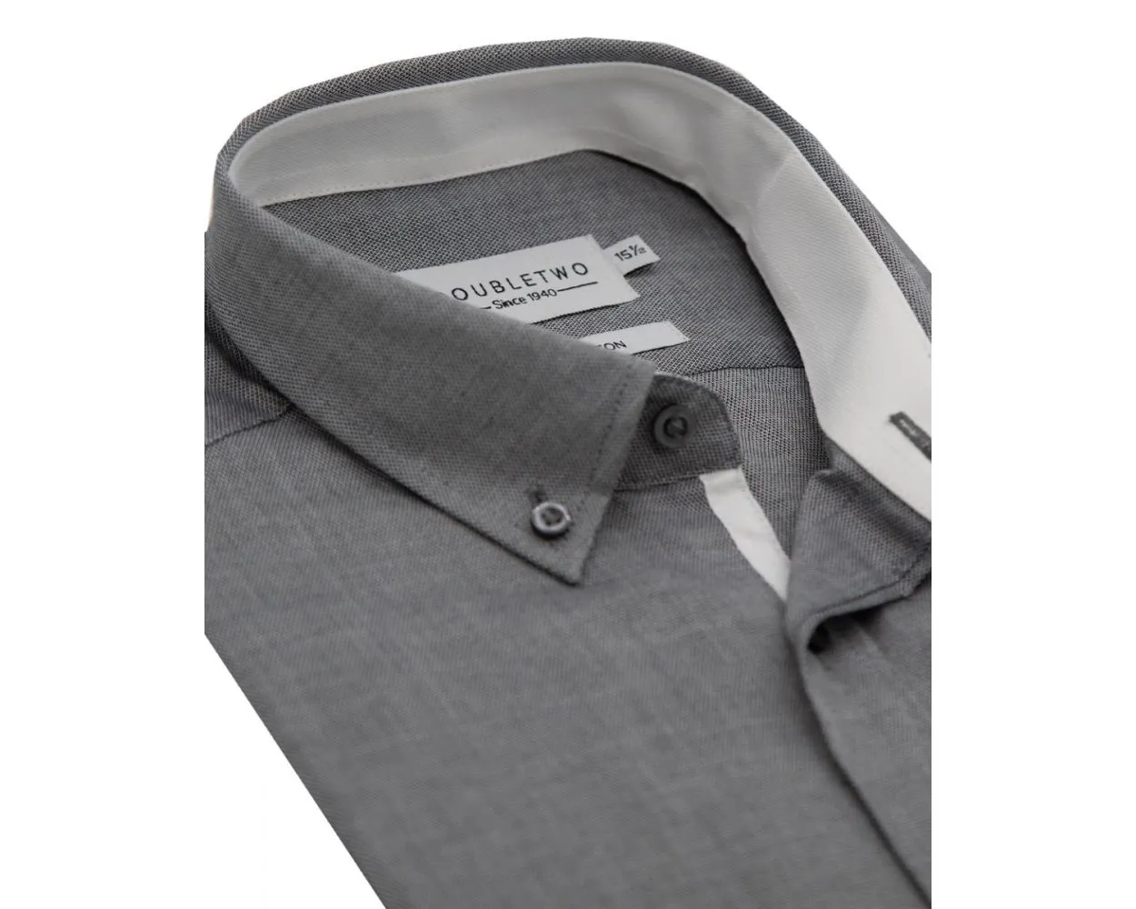 Mens Charcoal Royal Oxford Weave Button Down Long Sleeve Shirt