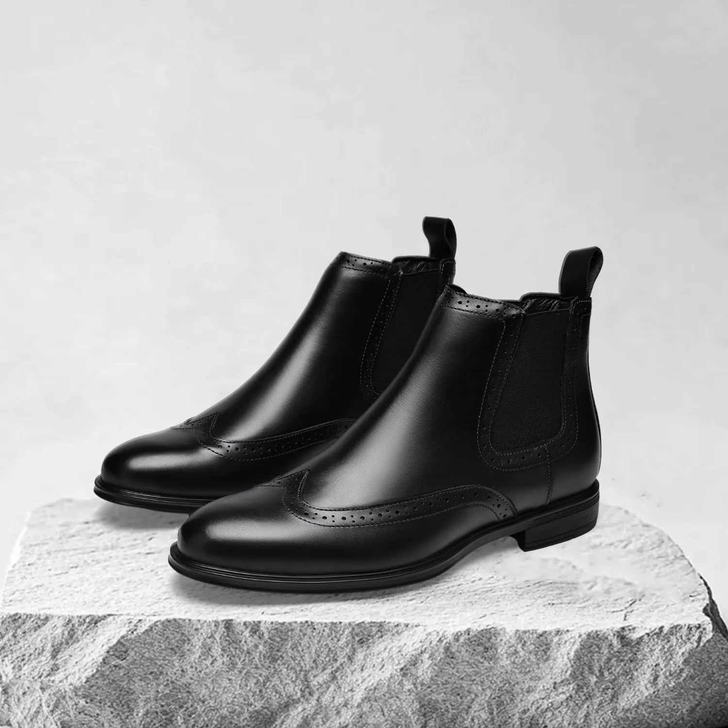 Mens Chelsea Boots,Dress Boots For Men,Slip-on Formal Dress Boots for Men Casual Ankle Boots Classic Brogue Style