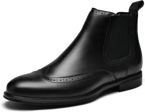 Mens Chelsea Boots,Dress Boots For Men,Slip-on Formal Dress Boots for Men Casual Ankle Boots Classic Brogue Style