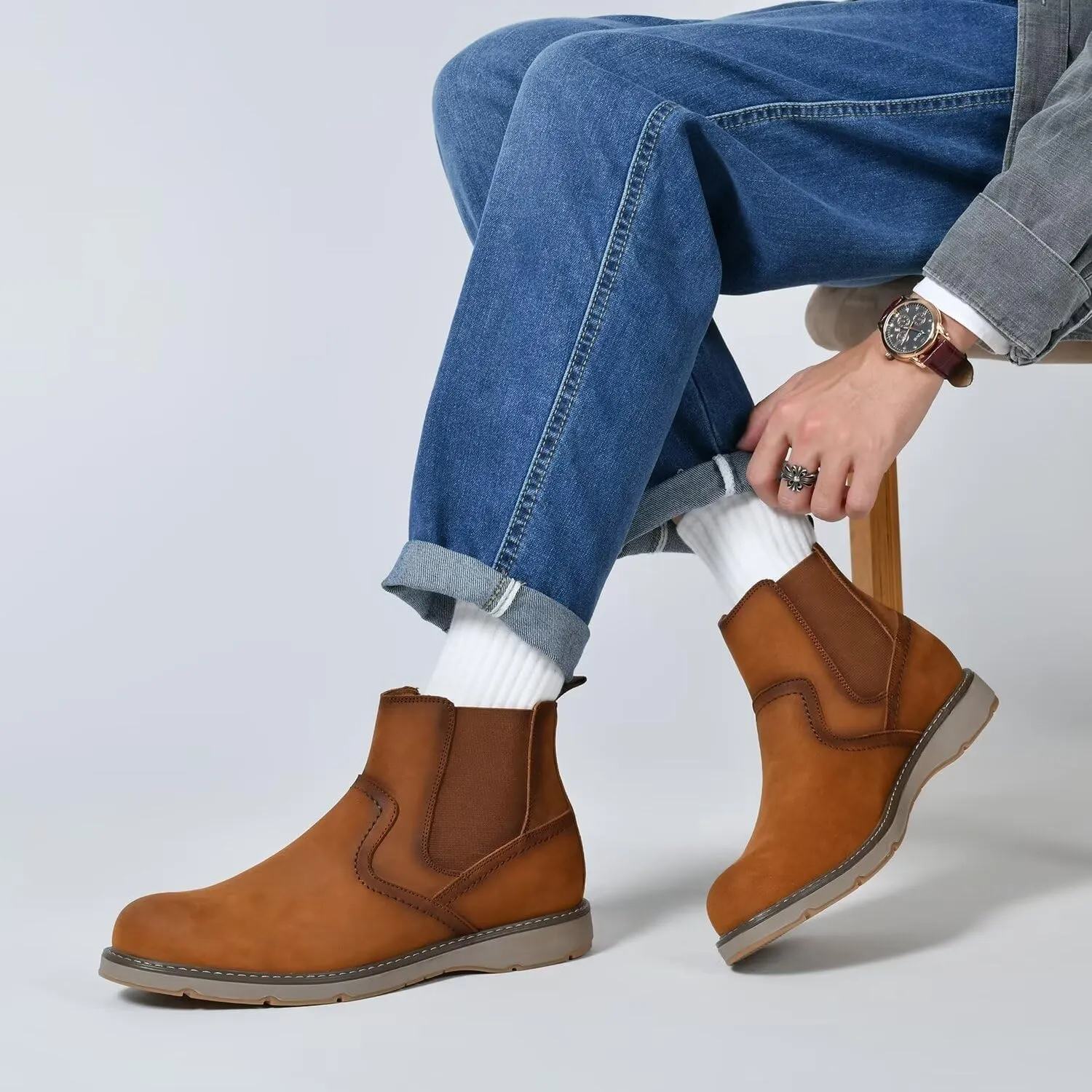 Men's Chukka Boots Genuine Leather Ankle Boot for Men Classic Casual Oxford Style Footwear