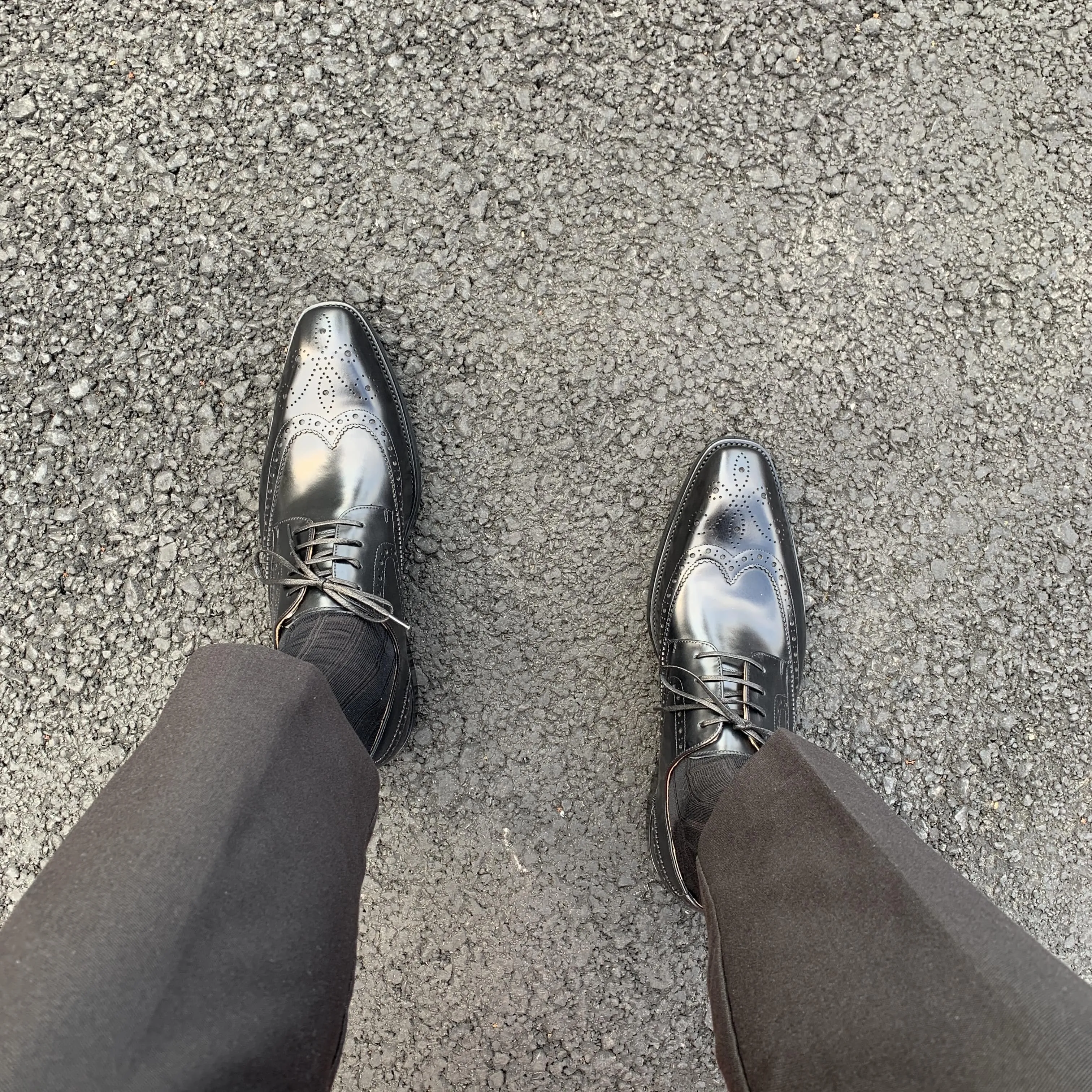 Men's Classic Black Wingtip Brogue Derby Shoes