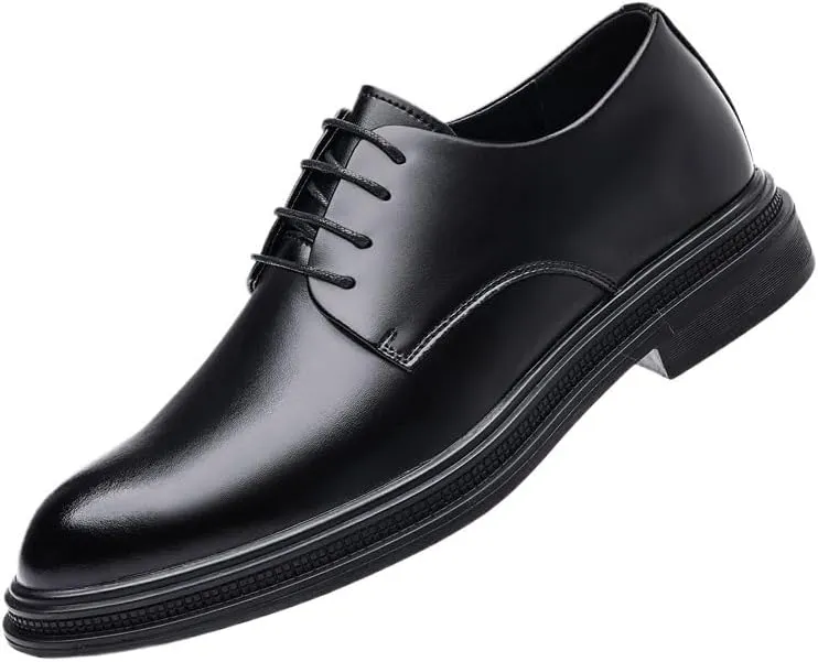 Men's Classic Retro Brogue Shoes Daily Lace-Up Business Leather Shoes Men Office Casual Black Oxfords