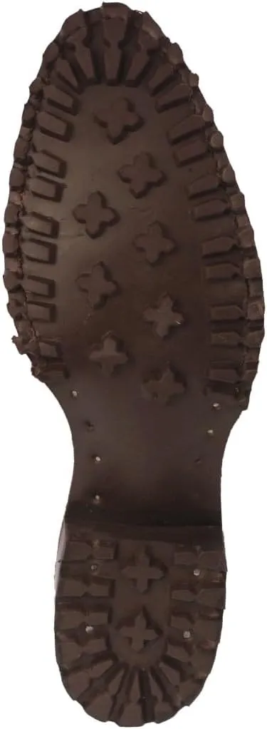 Mens Cognac Leather Motorcycle Boots Crocodile Tail Print Round Toe