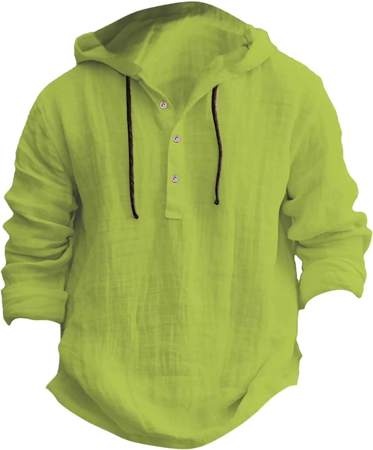 Men's Cotton Linen Shirts Lightweight Button Down Long Sleeve Hippie Shirt with Hood Summer Casual Beach Wedding Tops