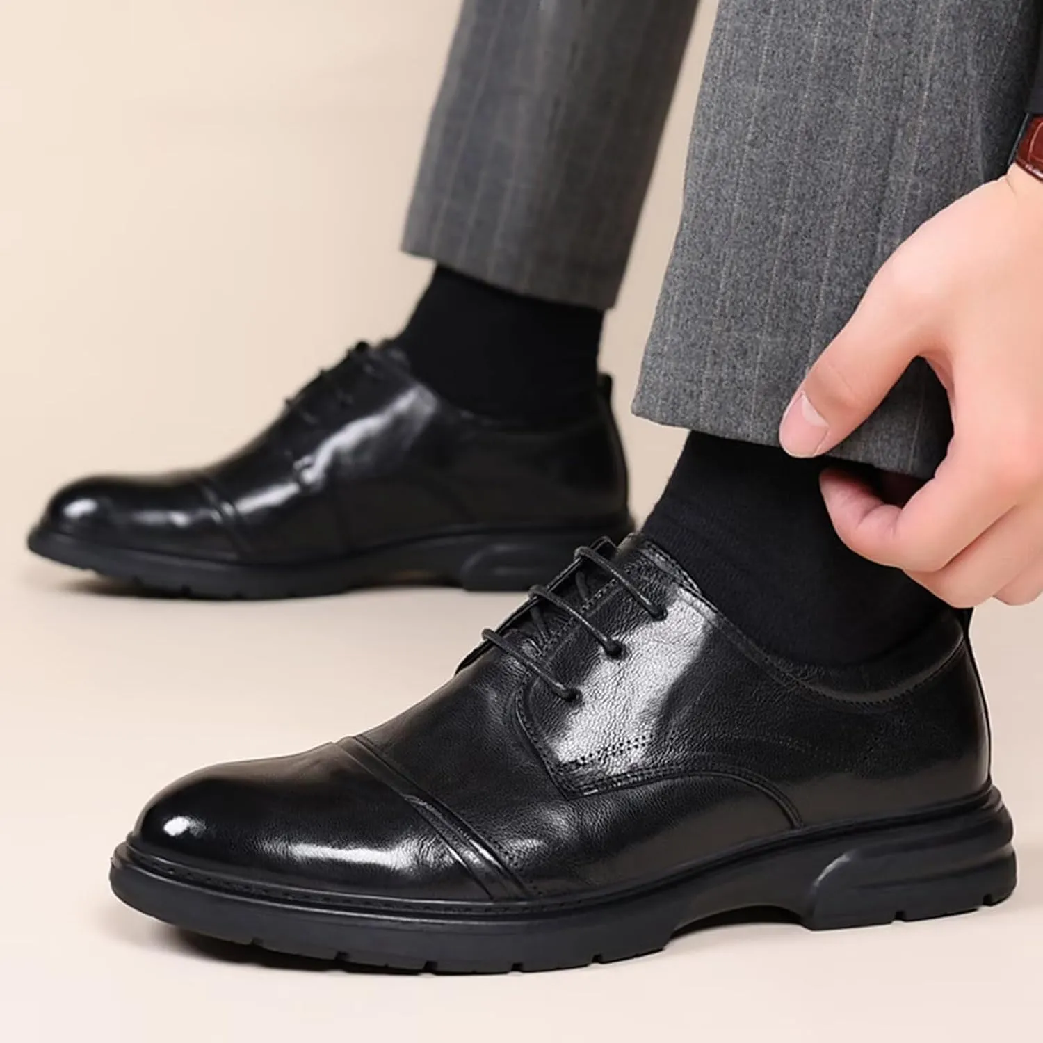 Men's Dress Shoes Formal Classic Lace-up Oxfords for Business Formal Wedding Party,Non-Slip