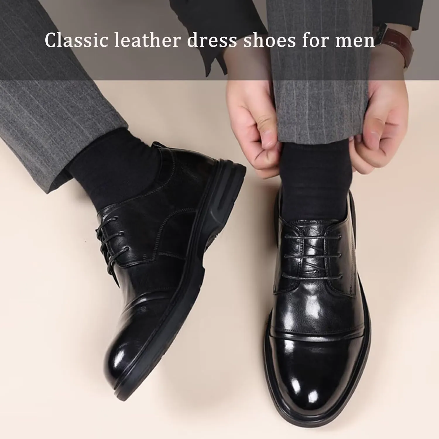 Men's Dress Shoes Formal Classic Lace-up Oxfords for Business Formal Wedding Party,Non-Slip