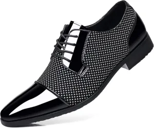 Men's Dress Shoes Patent Leather Oxfords Classic Lace-up Formal Tuxedo Shoes Business Wedding Derby Shoes Cap Toe Fashion