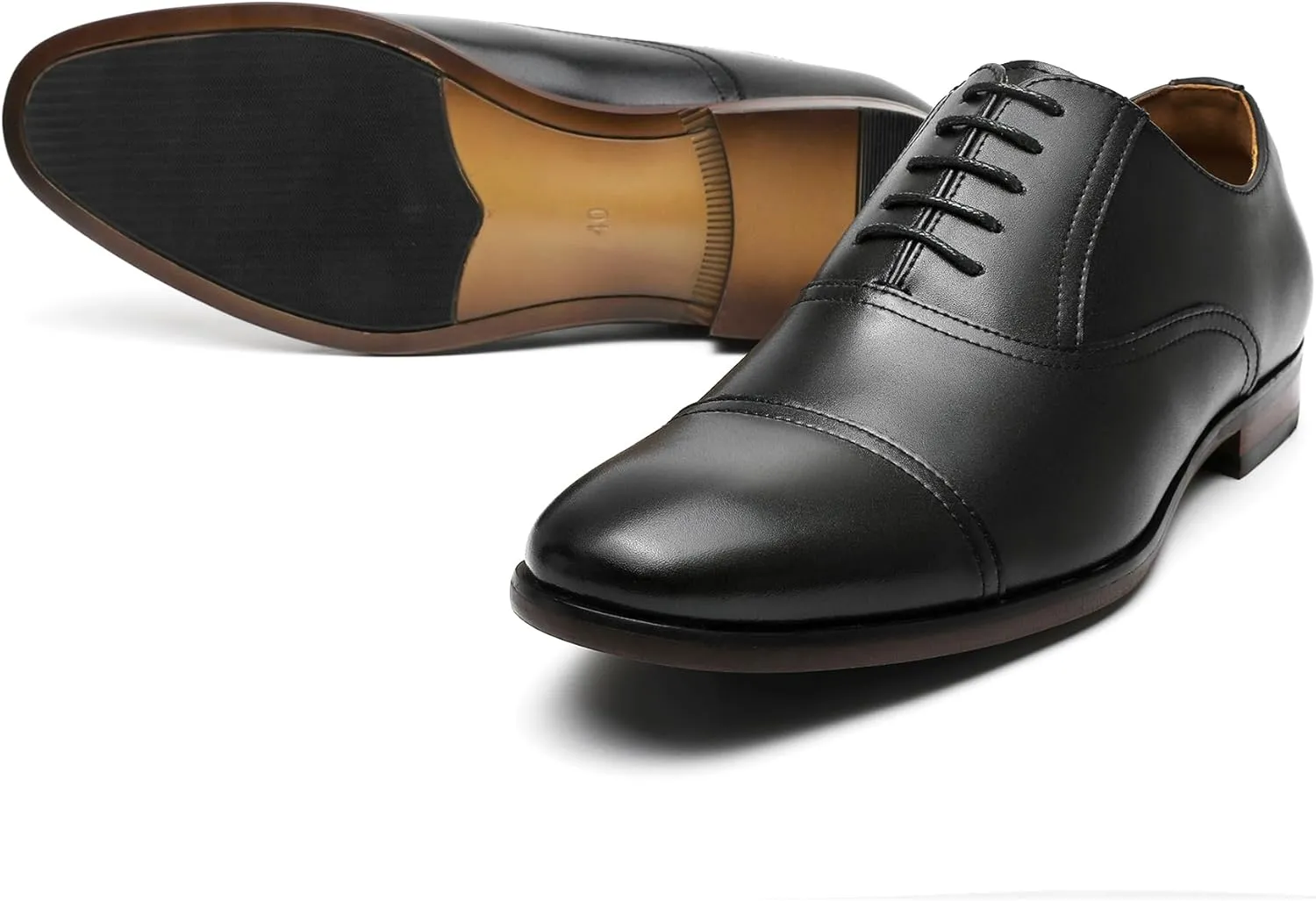 Men's Dress Shoes PU Leather Oxford for Men Classic Comfortable Formal Business lace up No Creases Mens Dress Shoes