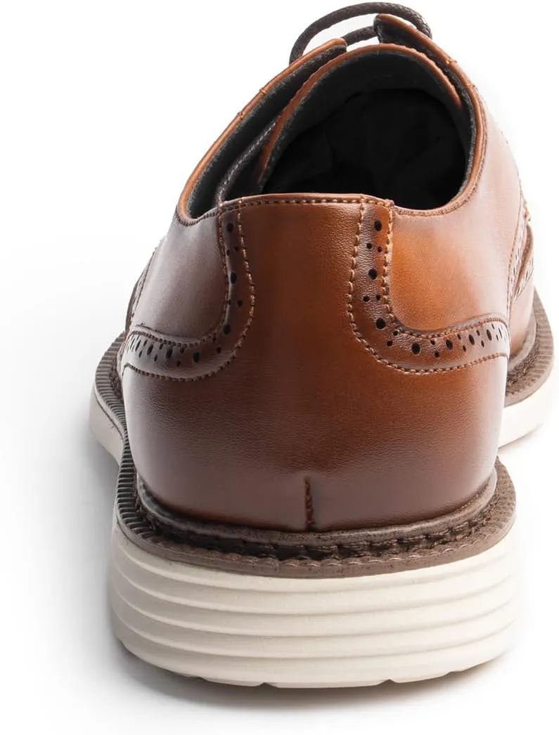 Mens Dress Sneakers Casual Business Derby Oxford Shoes, Classic Round Toe, Wingtip Brogue Design, EVA Outsole, Lightweight and Stylish
