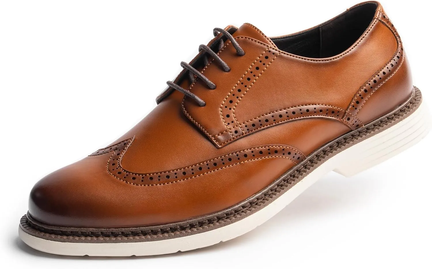 Mens Dress Sneakers Casual Business Derby Oxford Shoes, Classic Round Toe, Wingtip Brogue Design, EVA Outsole, Lightweight and Stylish