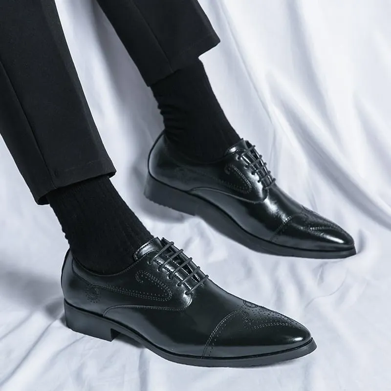 Men's Faux Patent Leather Classic Lace-Up Oxford Shoes for Business, Weddings, and Formal Events