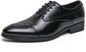 Men's Faux Patent Leather Classic Lace-Up Oxford Shoes for Business, Weddings, and Formal Events