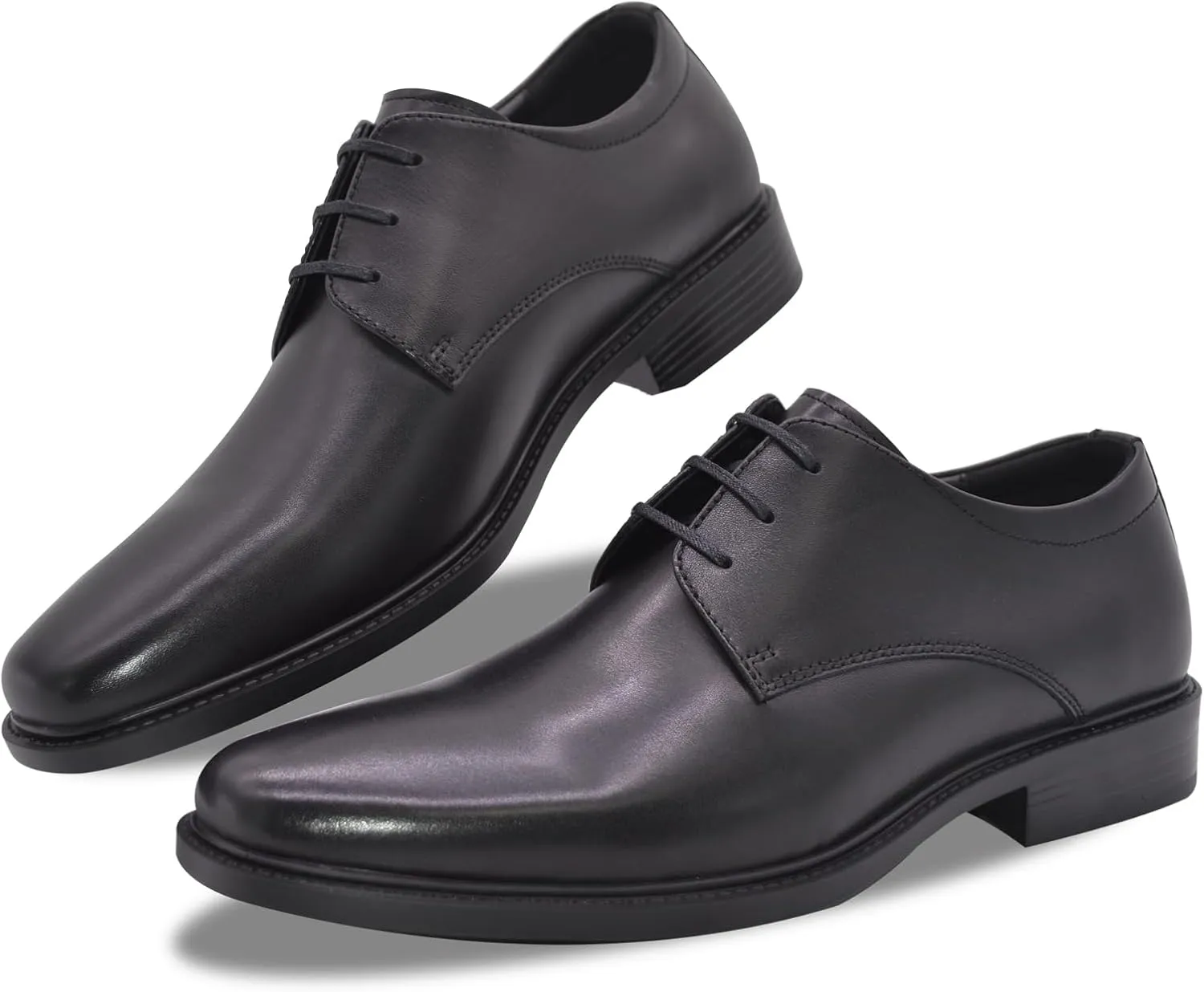 Mens Genuine Leather Dress Shoes Square Toe Formal Business Office Work Lightweight Comfortable Lace-up Oxford Shoes