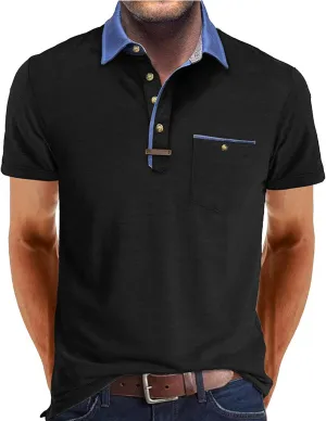 Mens Golf Polo Shirts Short Sleeve Moisture Wicking Cotton Golf Shirt Athletic Fashion Raglan Collared Pique T-Shirts