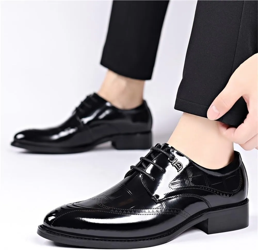 Men's Handcrafted Oxford Dress Shoes Leather Brogue Classic Business Formal Anti Slip Low Top Prom