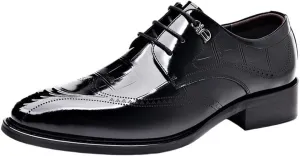 Men's Handcrafted Oxford Dress Shoes Leather Brogue Classic Business Formal Anti Slip Low Top Prom
