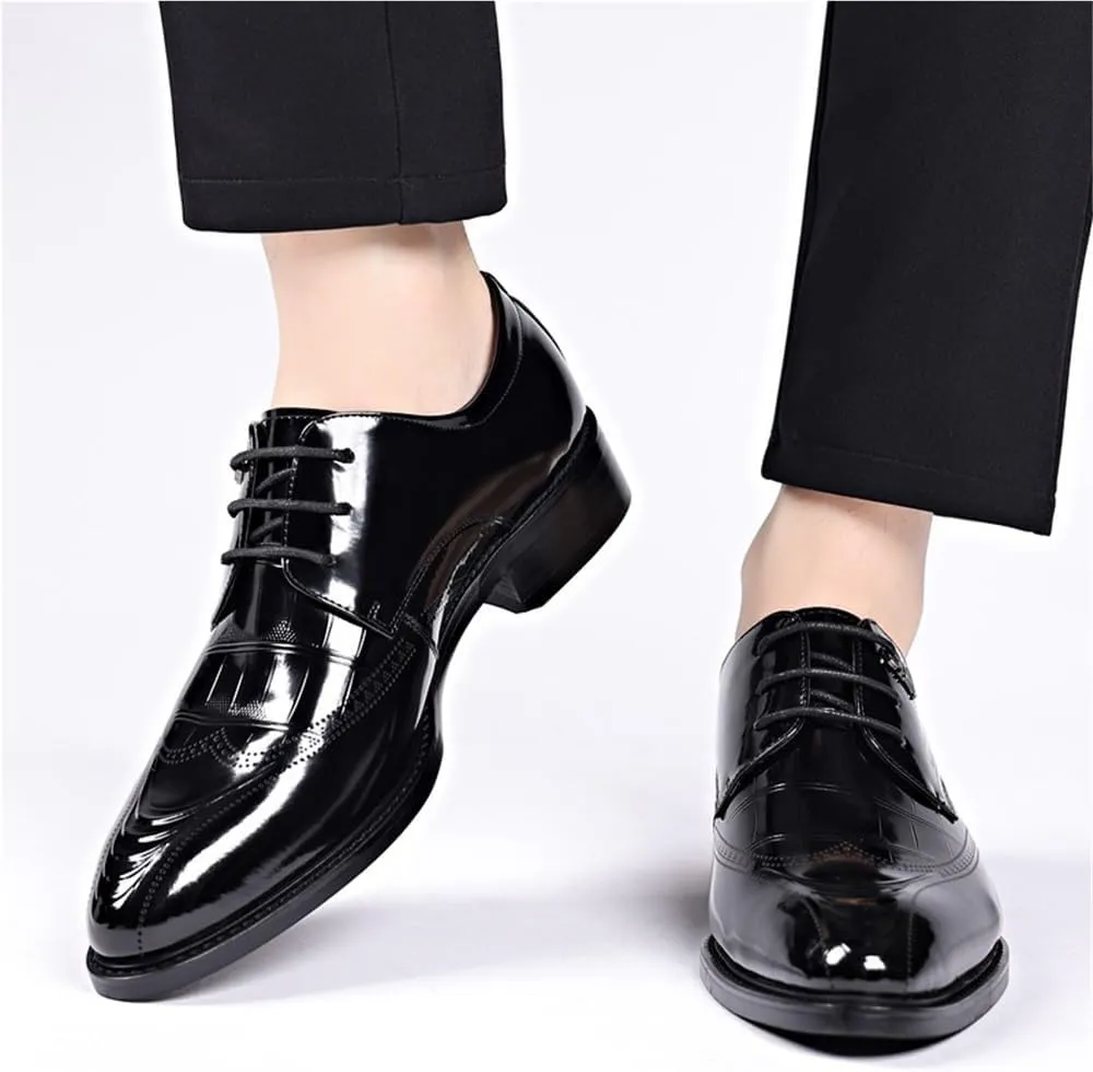 Men's Handcrafted Oxford Dress Shoes Leather Brogue Classic Business Formal Anti Slip Low Top Prom