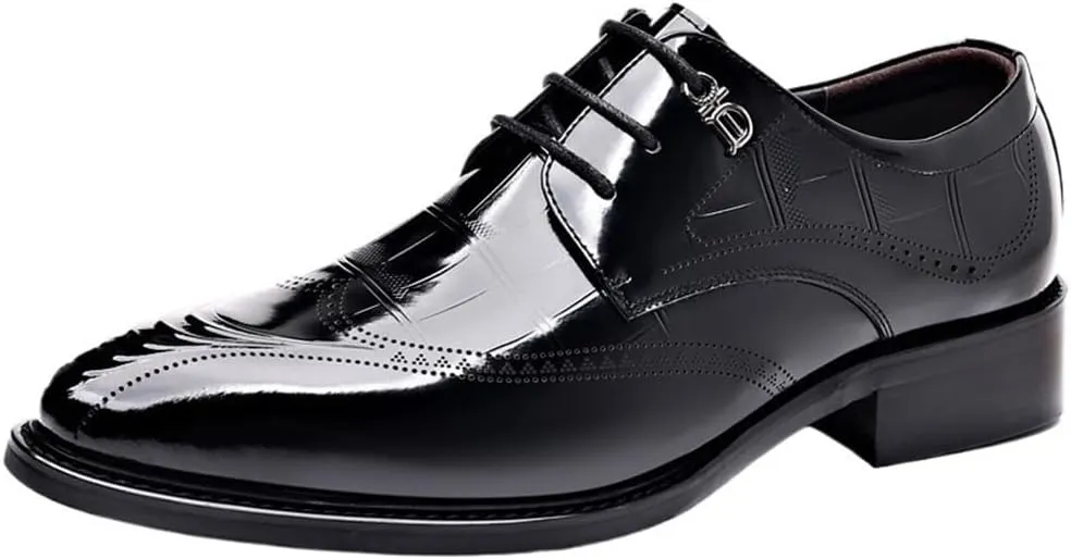 Men's Handcrafted Oxford Dress Shoes Leather Brogue Classic Business Formal Anti Slip Low Top Prom