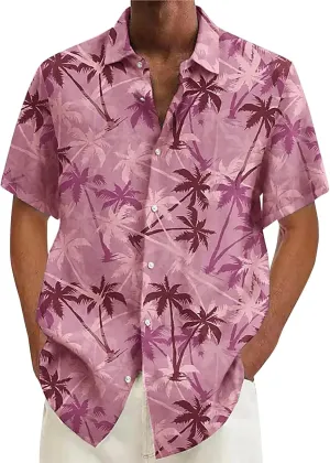 Mens Hawaiian Shirt Beach Button Down Short Sleeve Casual Stylish Big and Tall Floral Summer Tropical Vacation Tops