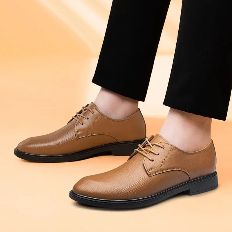 Men's Leather Oxfords Lace Up Business Formal Derby Shoes - Lightweight Wingtip Brogue Sneakers for Office & Casual Wear
