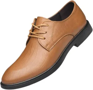 Men's Leather Oxfords Lace Up Business Formal Derby Shoes - Lightweight Wingtip Brogue Sneakers for Office & Casual Wear