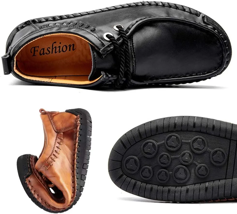 Men's Loafers Casual Leather Dress Shoes Driving Penny Boat Moccasins Flats Oxford Slippers Walking