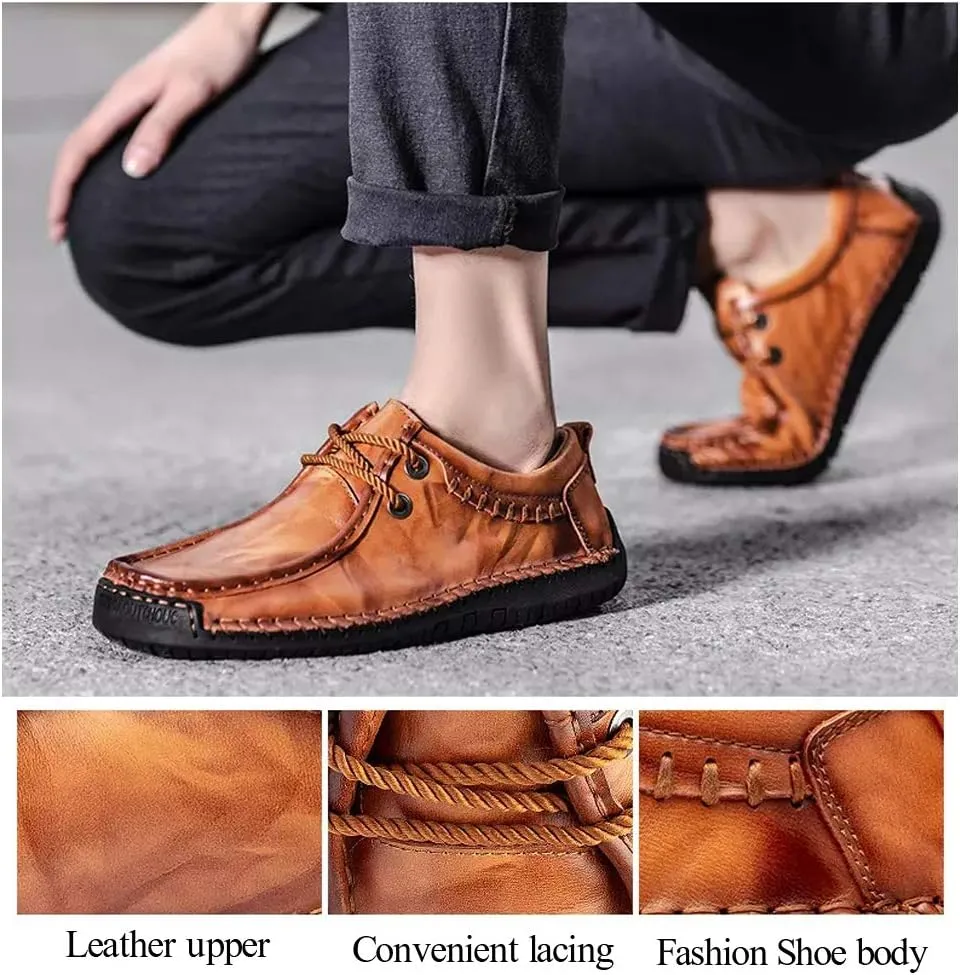 Men's Loafers Casual Leather Dress Shoes Driving Penny Boat Moccasins Flats Oxford Slippers Walking