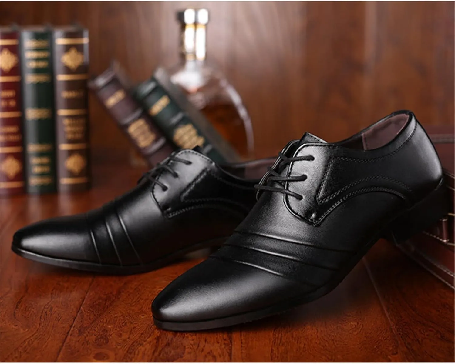 Mens Modern Leather Oxford Business Formal Tuxedo Lace Up Dress Shoes for Men