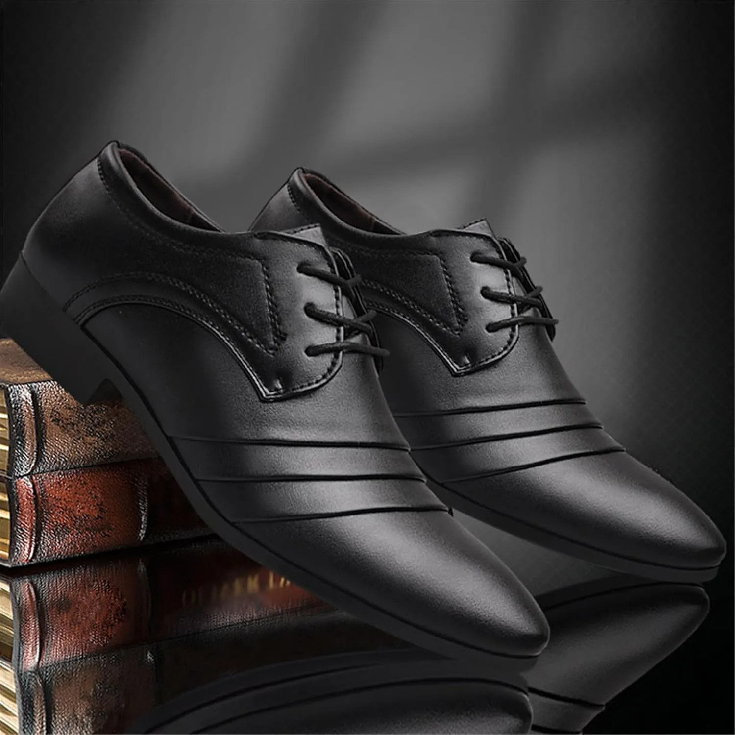 Mens Modern Leather Oxford Business Formal Tuxedo Lace Up Dress Shoes for Men