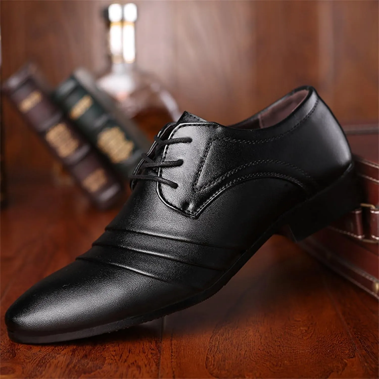 Mens Modern Leather Oxford Business Formal Tuxedo Lace Up Dress Shoes for Men
