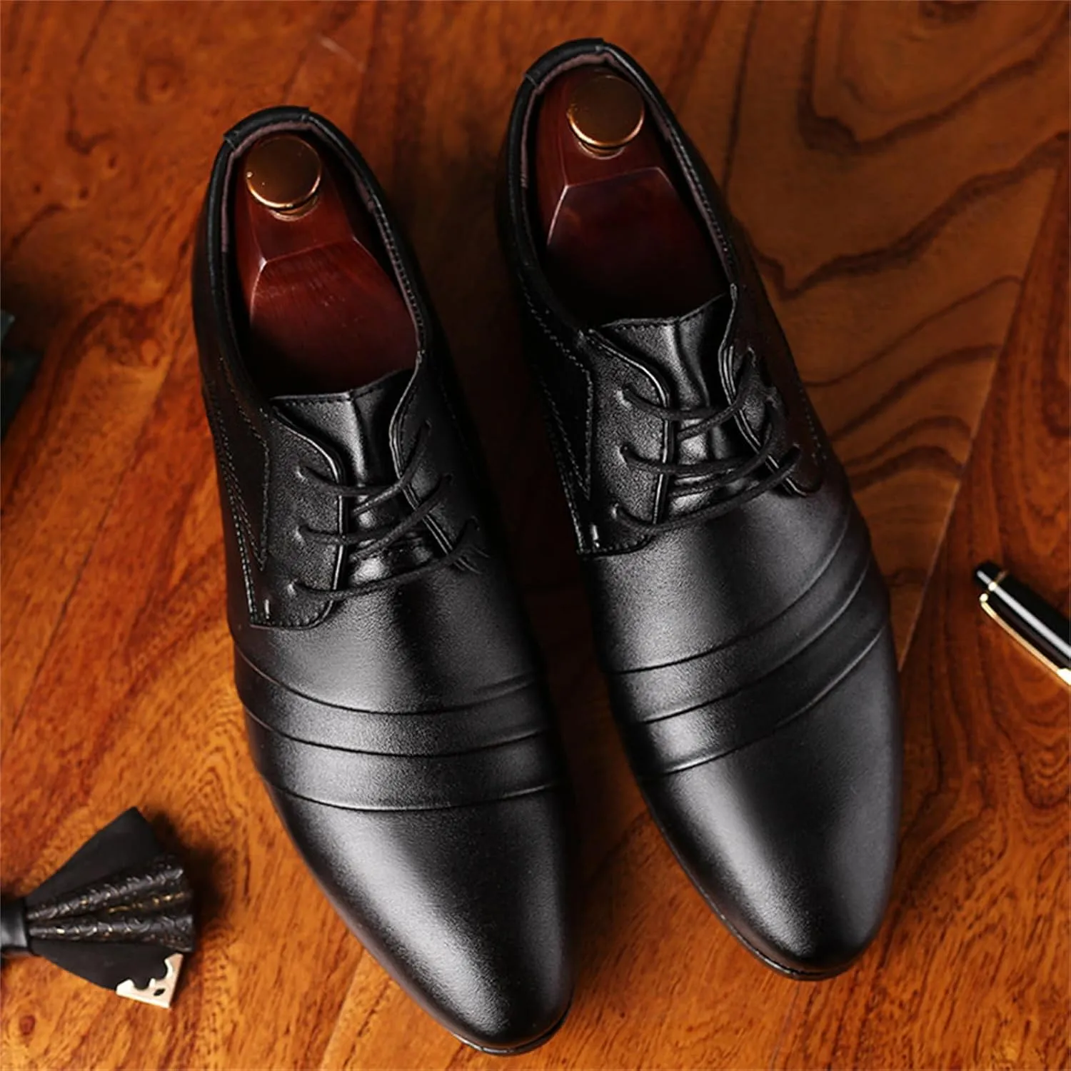 Mens Modern Leather Oxford Business Formal Tuxedo Lace Up Dress Shoes for Men