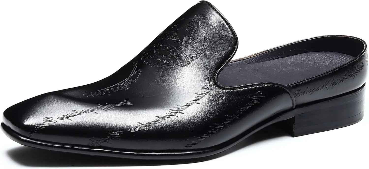 Mens Mules Sandals Formal Dress Loafers Leather Clogs Business Casual Open Back Slippers Outside Slip On Comfort Summer Shoes for Men