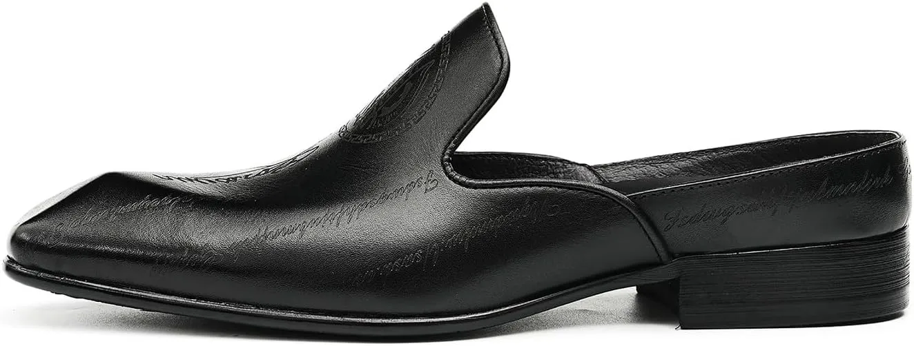 Mens Mules Sandals Formal Dress Loafers Leather Clogs Business Casual Open Back Slippers Outside Slip On Comfort Summer Shoes for Men