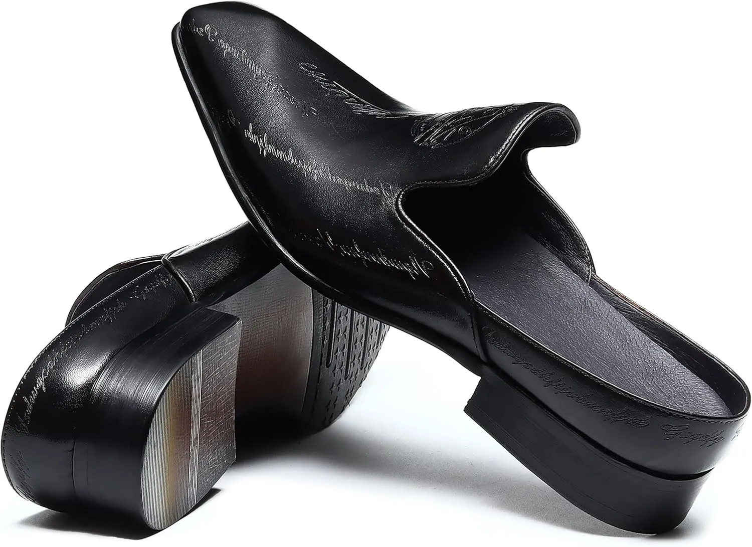 Mens Mules Sandals Formal Dress Loafers Leather Clogs Business Casual Open Back Slippers Outside Slip On Comfort Summer Shoes for Men