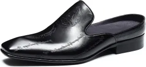 Mens Mules Sandals Formal Dress Loafers Leather Clogs Business Casual Open Back Slippers Outside Slip On Comfort Summer Shoes for Men