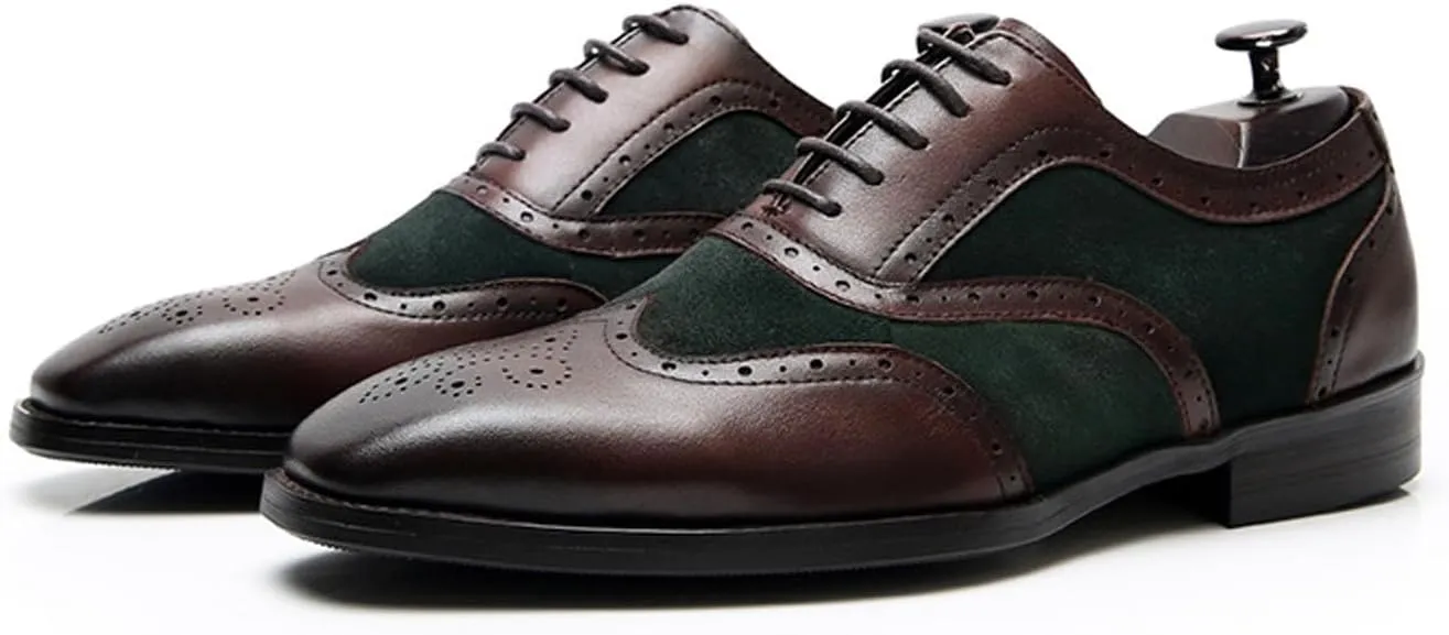 Mens Oxfords Dress Formal Shoes Genunie Leather Wingtips-Brogues Oxford Modern Business Casual Derby Fashion Prom Wedding Suit Shoes Tuxedo Shoes for Men