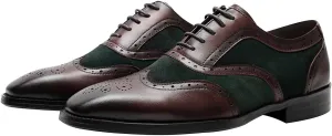 Mens Oxfords Dress Formal Shoes Genunie Leather Wingtips-Brogues Oxford Modern Business Casual Derby Fashion Prom Wedding Suit Shoes Tuxedo Shoes for Men