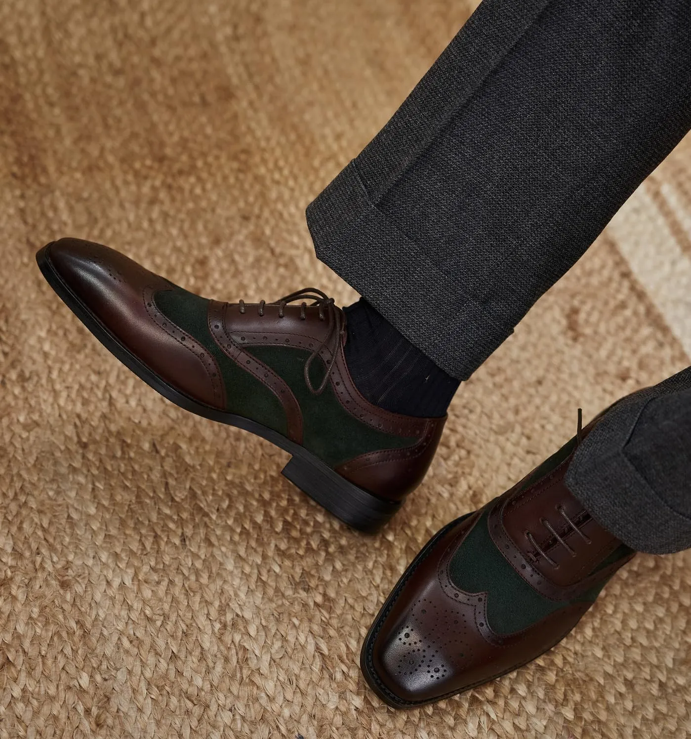 Mens Oxfords Dress Formal Shoes Genunie Leather Wingtips-Brogues Oxford Modern Business Casual Derby Fashion Prom Wedding Suit Shoes Tuxedo Shoes for Men