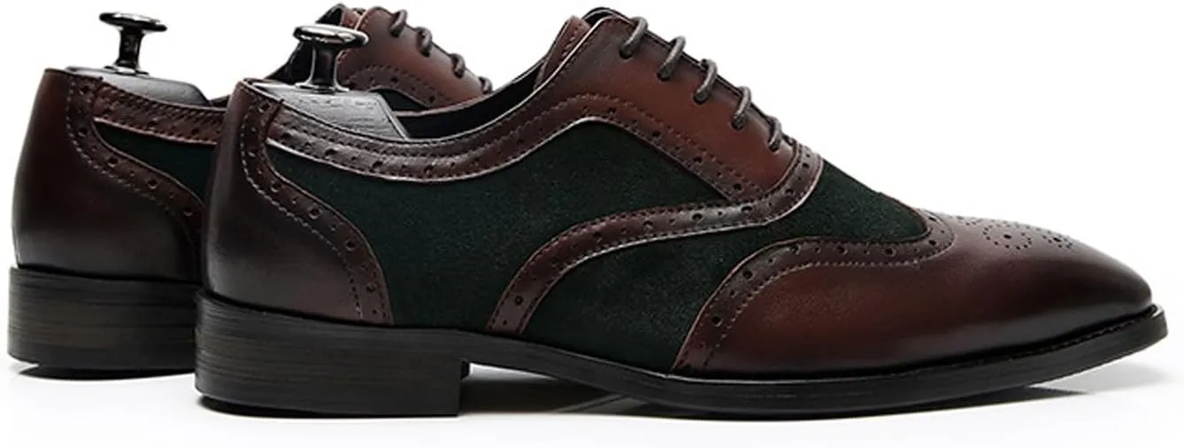 Mens Oxfords Dress Formal Shoes Genunie Leather Wingtips-Brogues Oxford Modern Business Casual Derby Fashion Prom Wedding Suit Shoes Tuxedo Shoes for Men