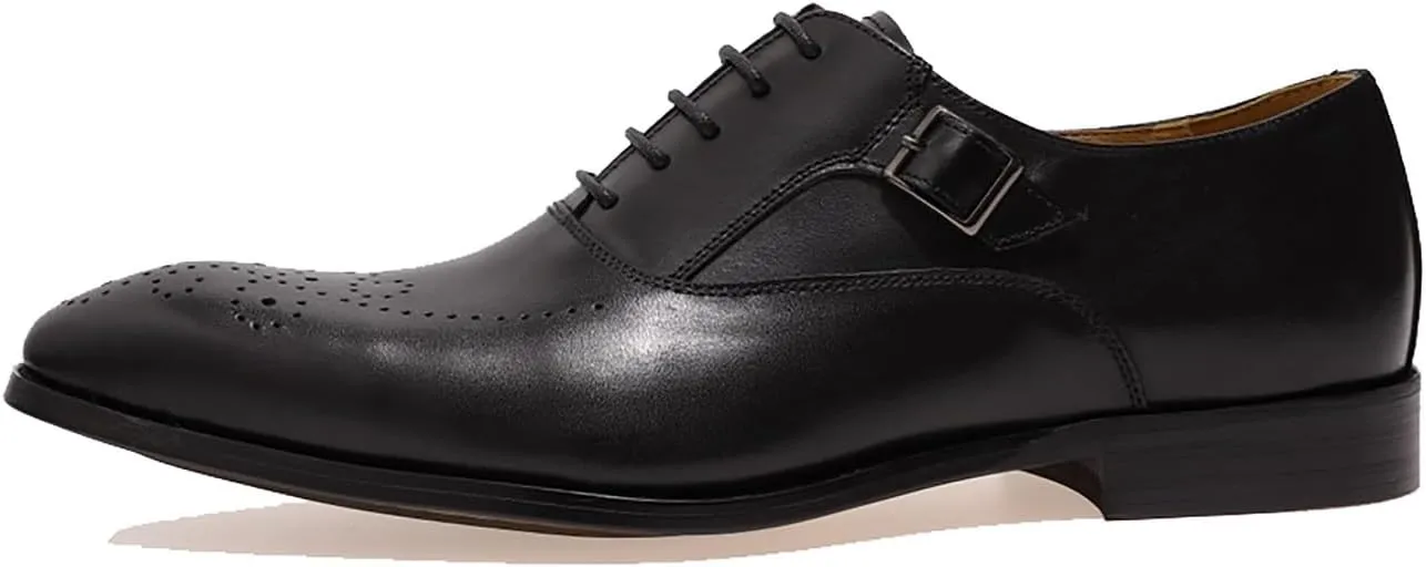 Men's Oxfords Formal Dress Genuine Leather Wingtip Brogues Oxford Wedding Tuxedo Business Casual Buckle Derby Fashion Comfor Suit Shoes for Mem
