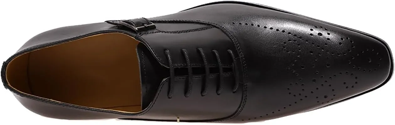 Men's Oxfords Formal Dress Genuine Leather Wingtip Brogues Oxford Wedding Tuxedo Business Casual Buckle Derby Fashion Comfor Suit Shoes for Mem